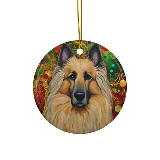 Belgian Tervuren Christmas 3" Ceramic Ornaments, 2-Side Print, (1pc, 10pcs)