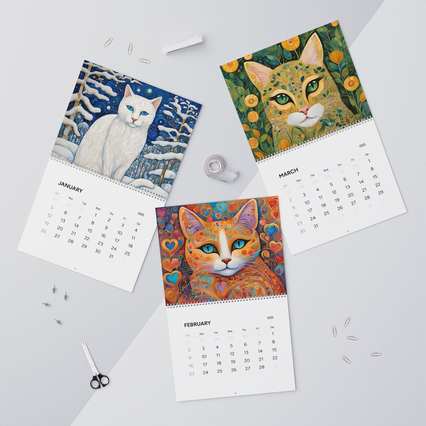 A Year of Cats 14" x 11.5" 2025 Wall Calendar