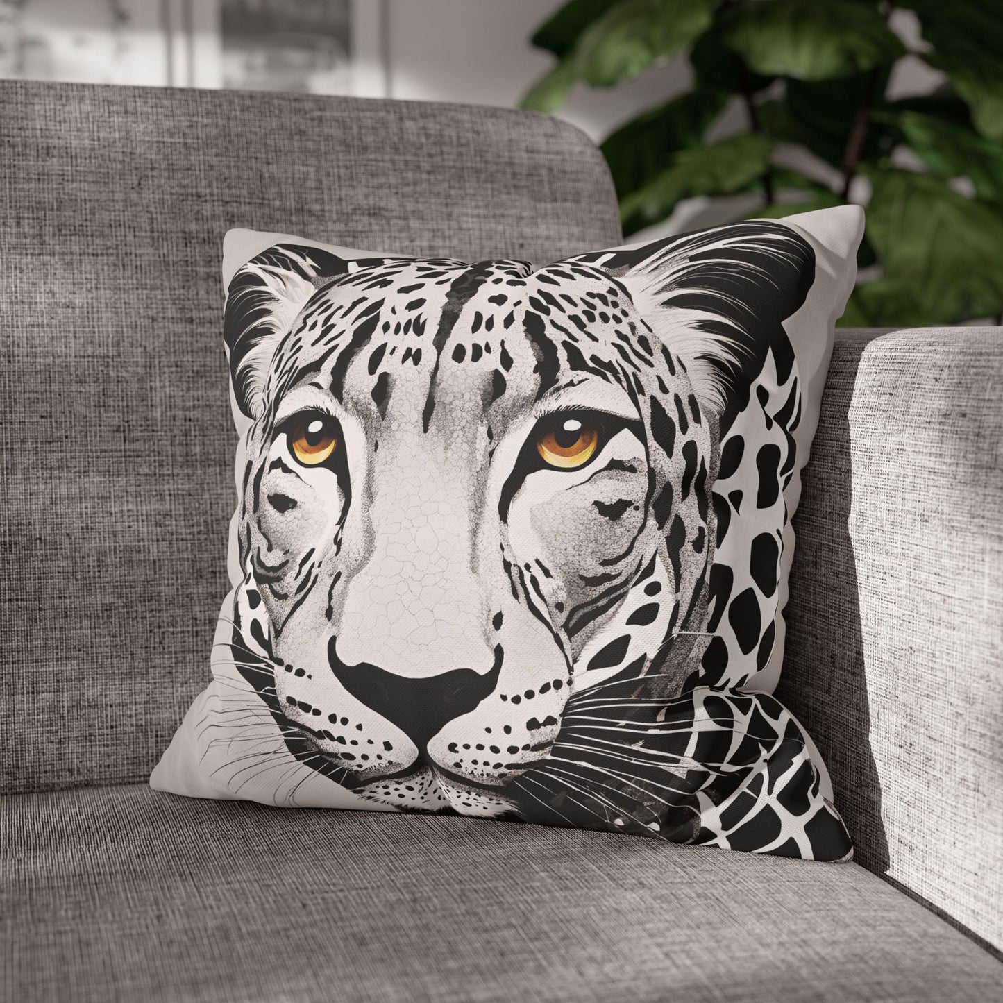 Leopard Square Poly Canvas Pillowcase