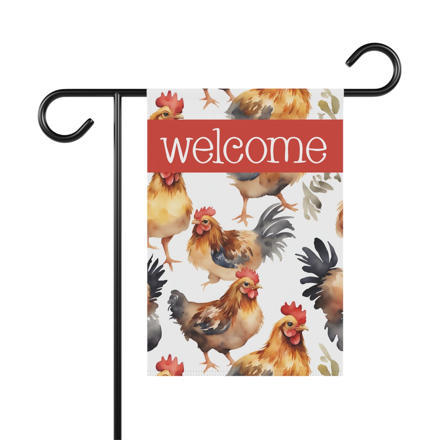 Chickens Welcome 2-Sided Garden & House Flag/Banner