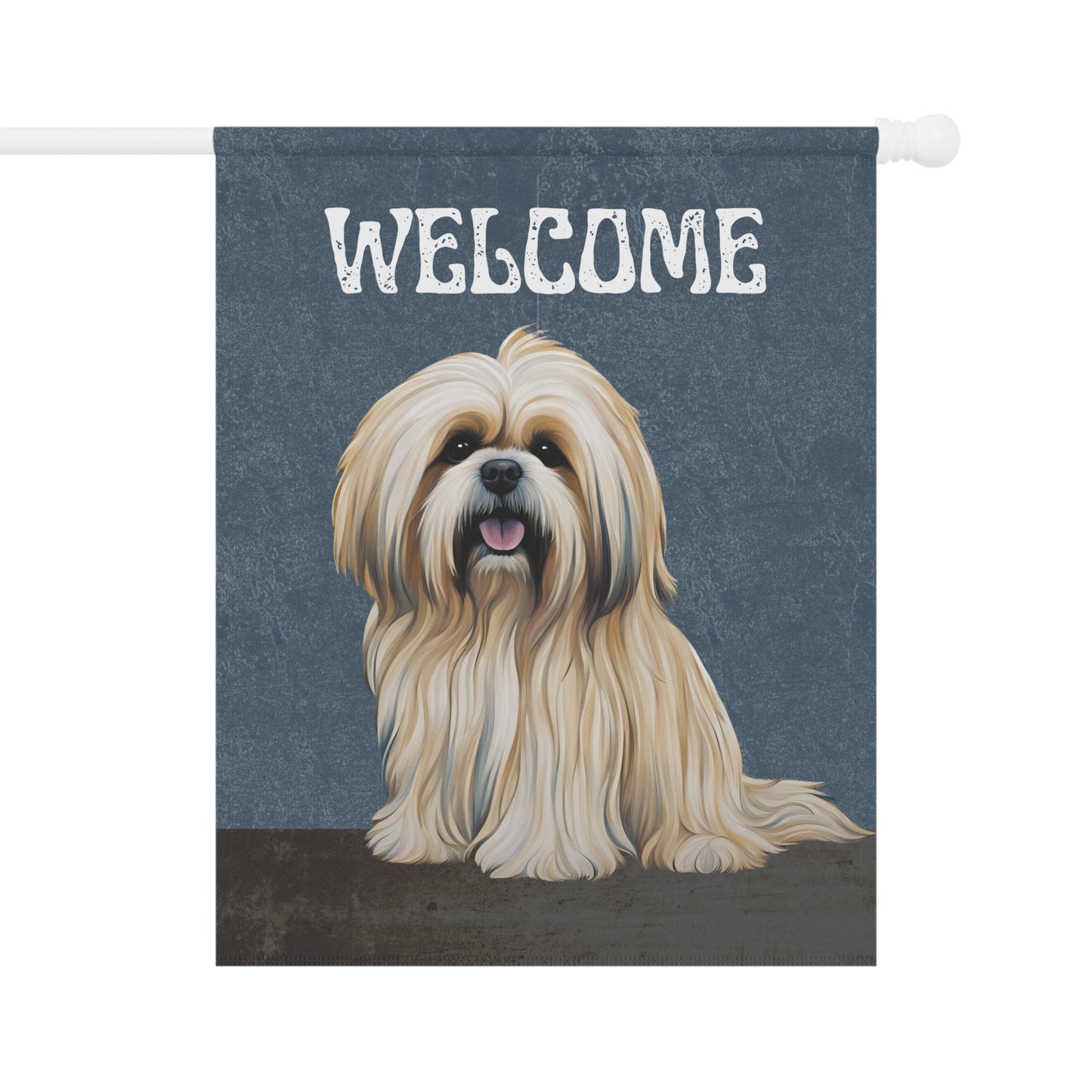 Lhasa Apso Welcome 2-Sided Garden & House Flag/Banner