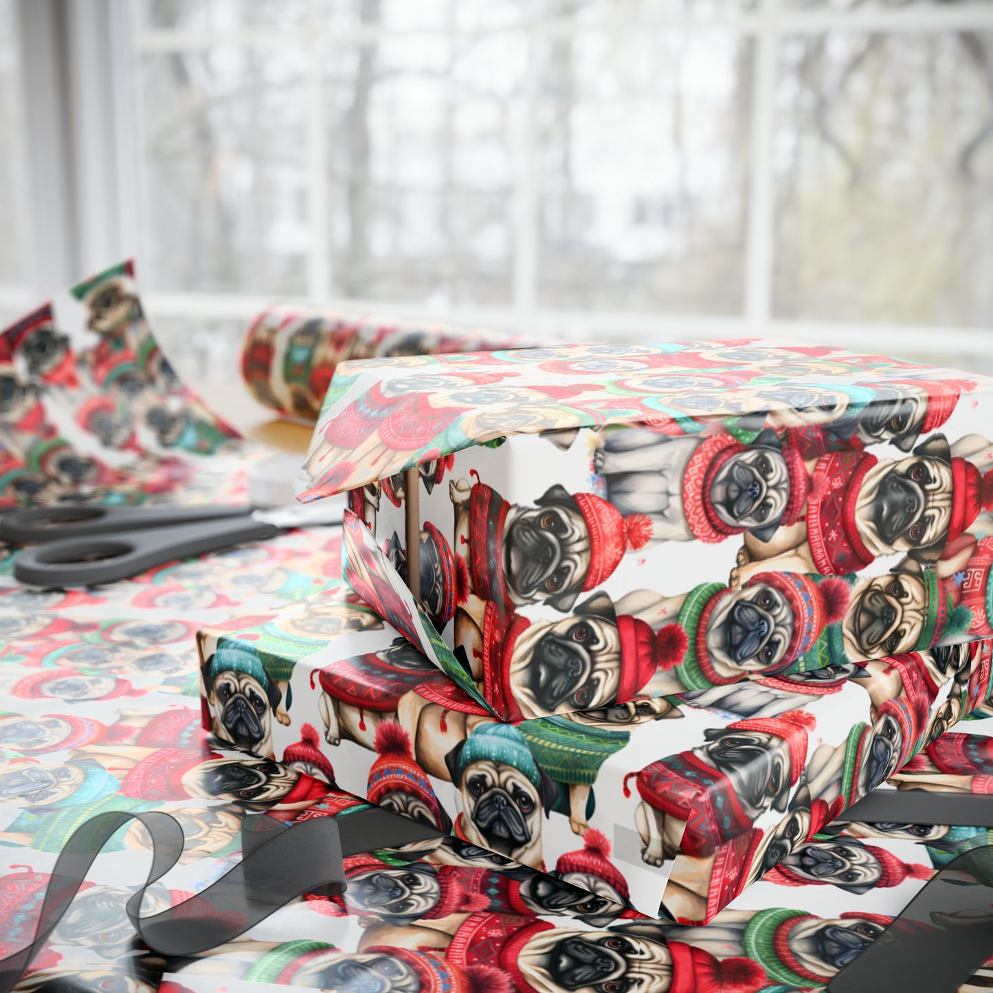 Christmas Pugs Wrapping Papers