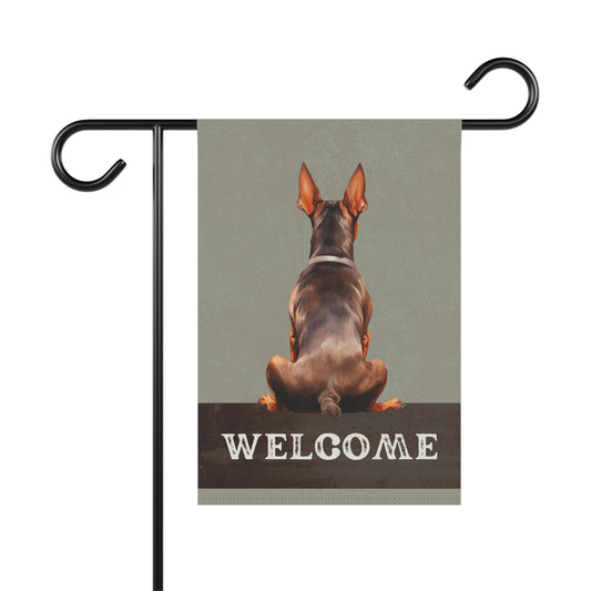 Doberman Pinscher Welcome 2-Sided Garden & House Flag/Banner