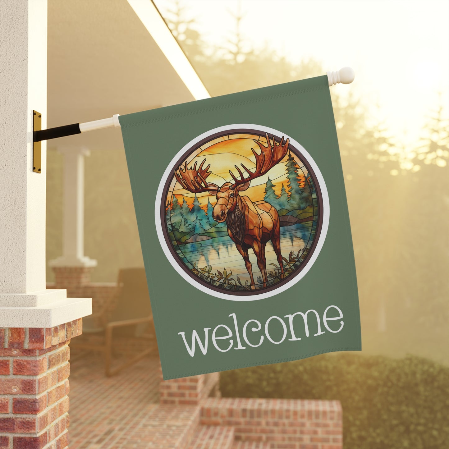 Moose Welcome 2-Sided Garden & House Flag/Banner