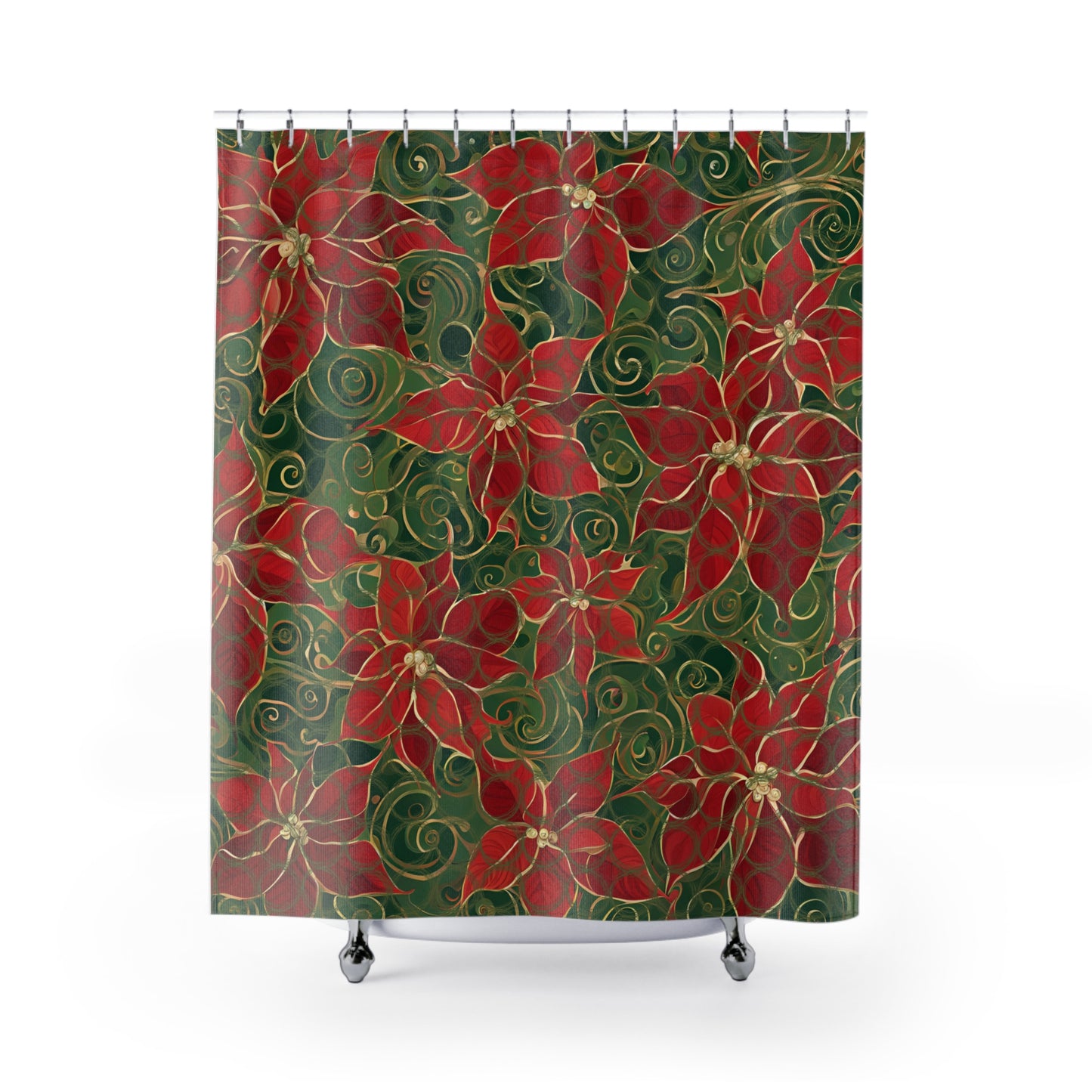 Poinsettias Polyester Shower Curtain