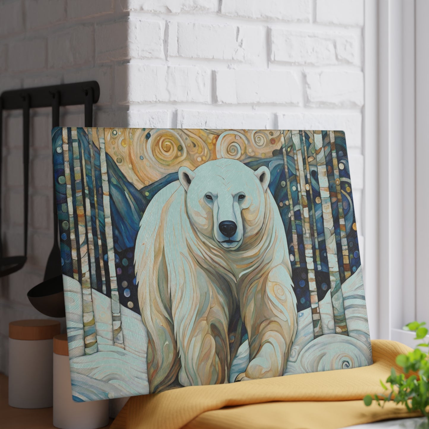 Polar Bear Tempered Glass Cutting Board