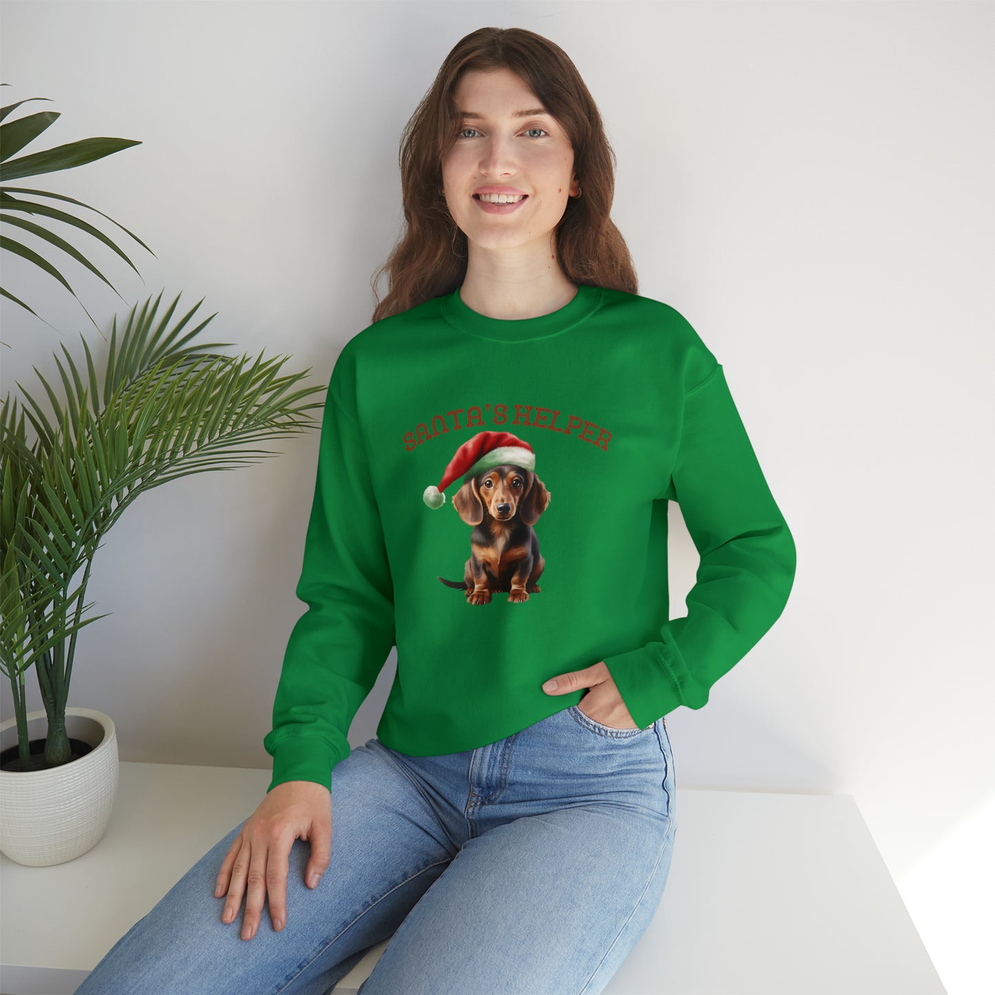 Dachshund Santa's Helper Unisex Heavy Blend™ Crewneck Sweatshirt