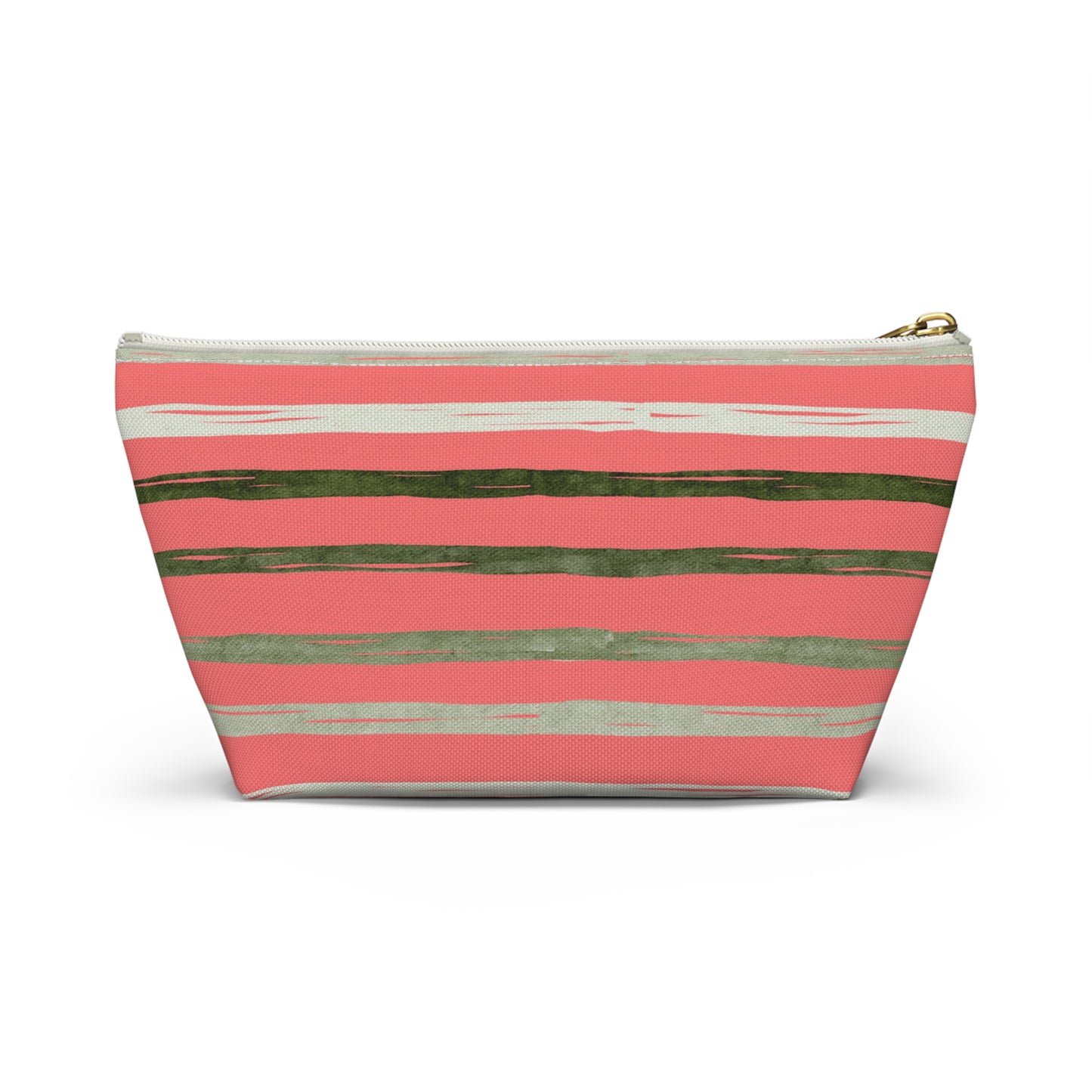 Utah Green stripes on Melon fashion makeup Accessory Pouch w T-bottom