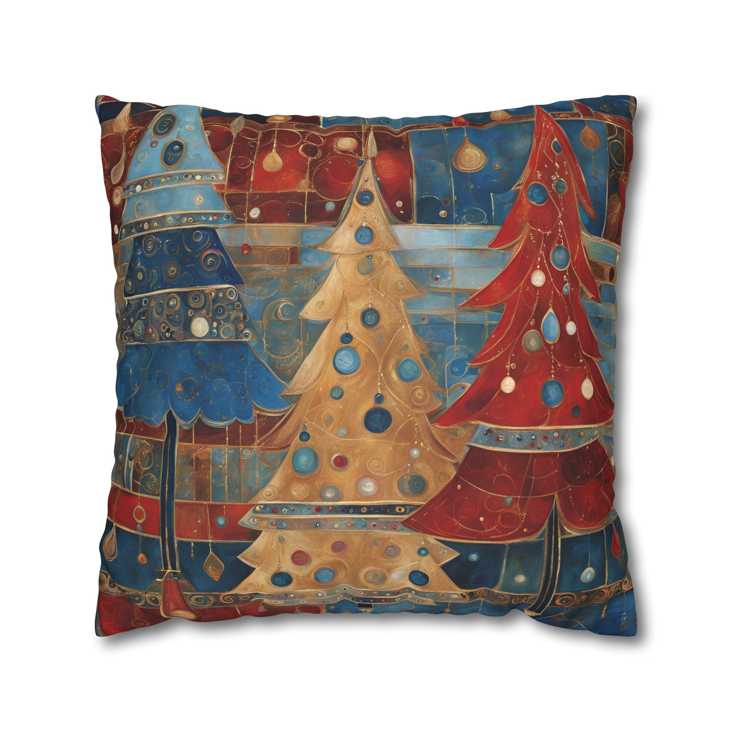 Americana Christmas Square Poly Canvas Pillowcase