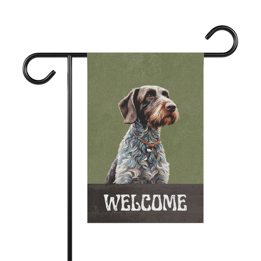 German Wirehaired Pointer Welcome 2-Sided Garden & House Flag/Banner