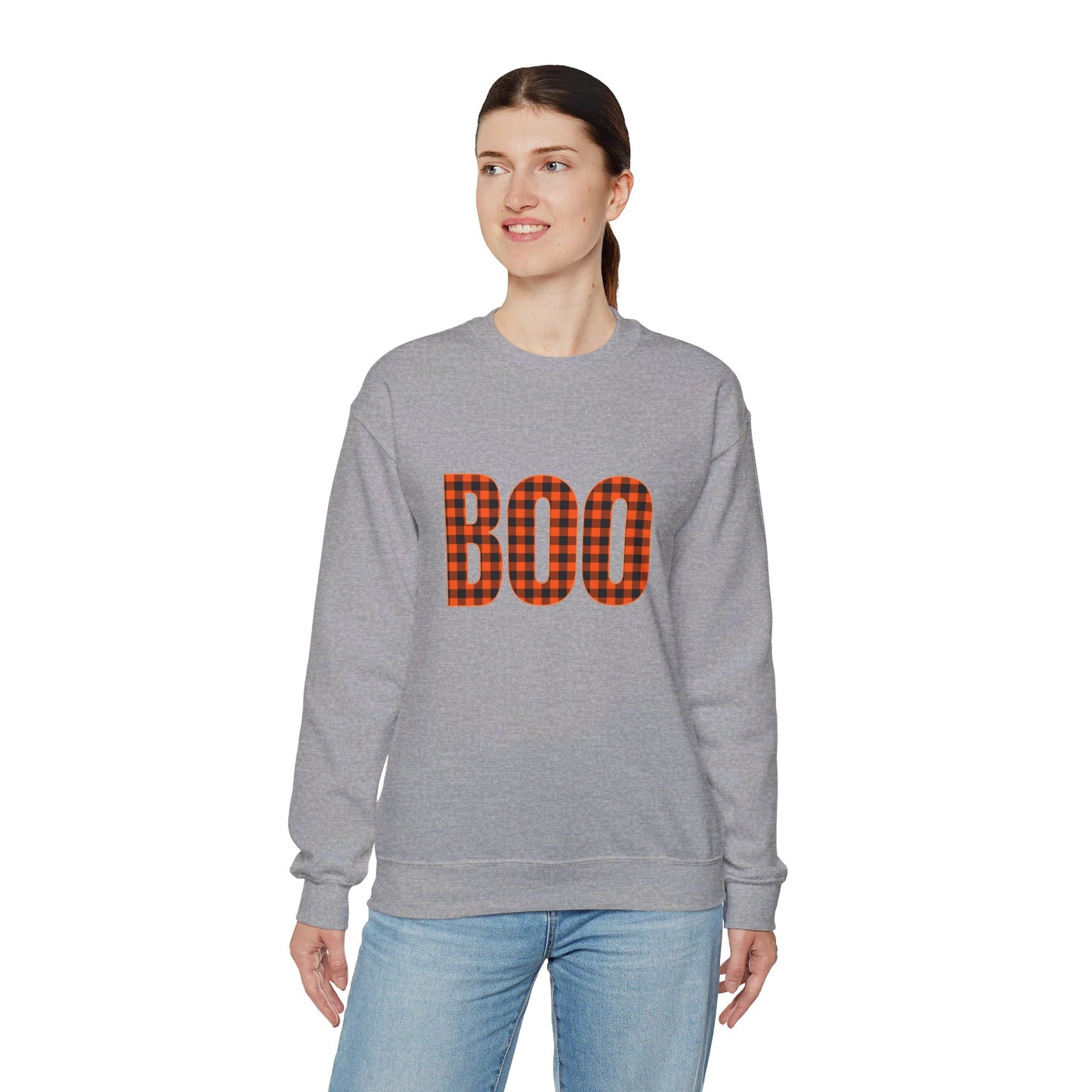 Halloween Plaid BOO Unisex Heavy Blend™ Crewneck Sweatshirt