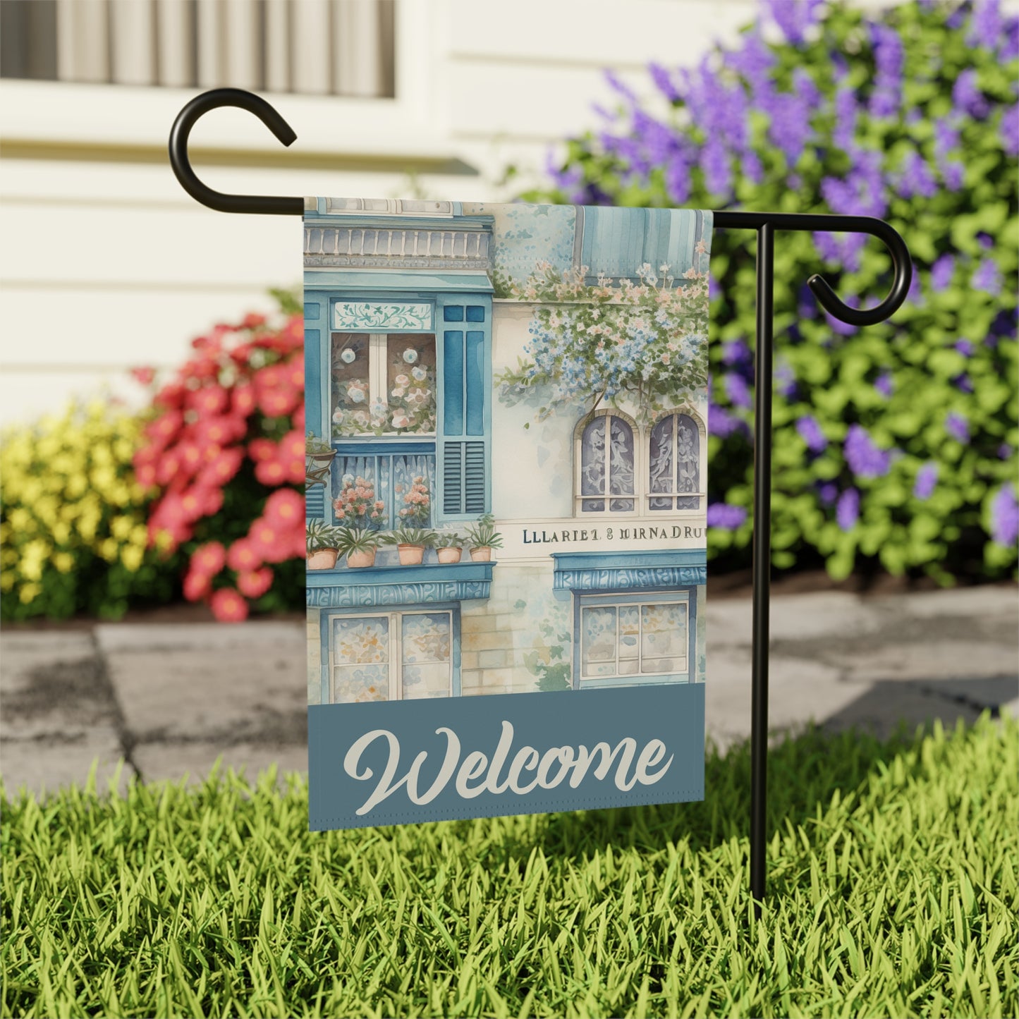 Paris Village Welcome 2-Sided Garden & House Banner