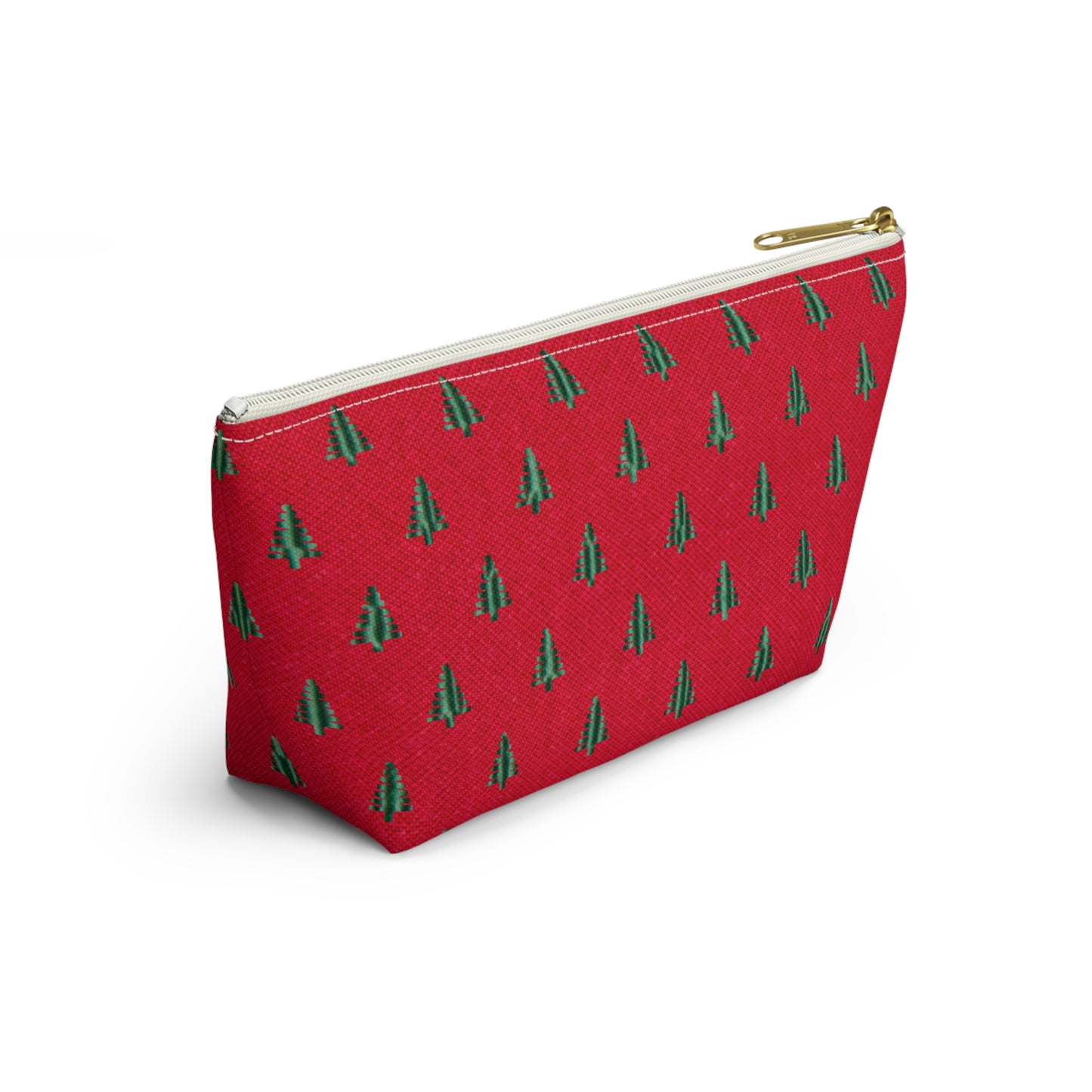 Tiny Tree Print on Red Accessory Pouch w T-bottom