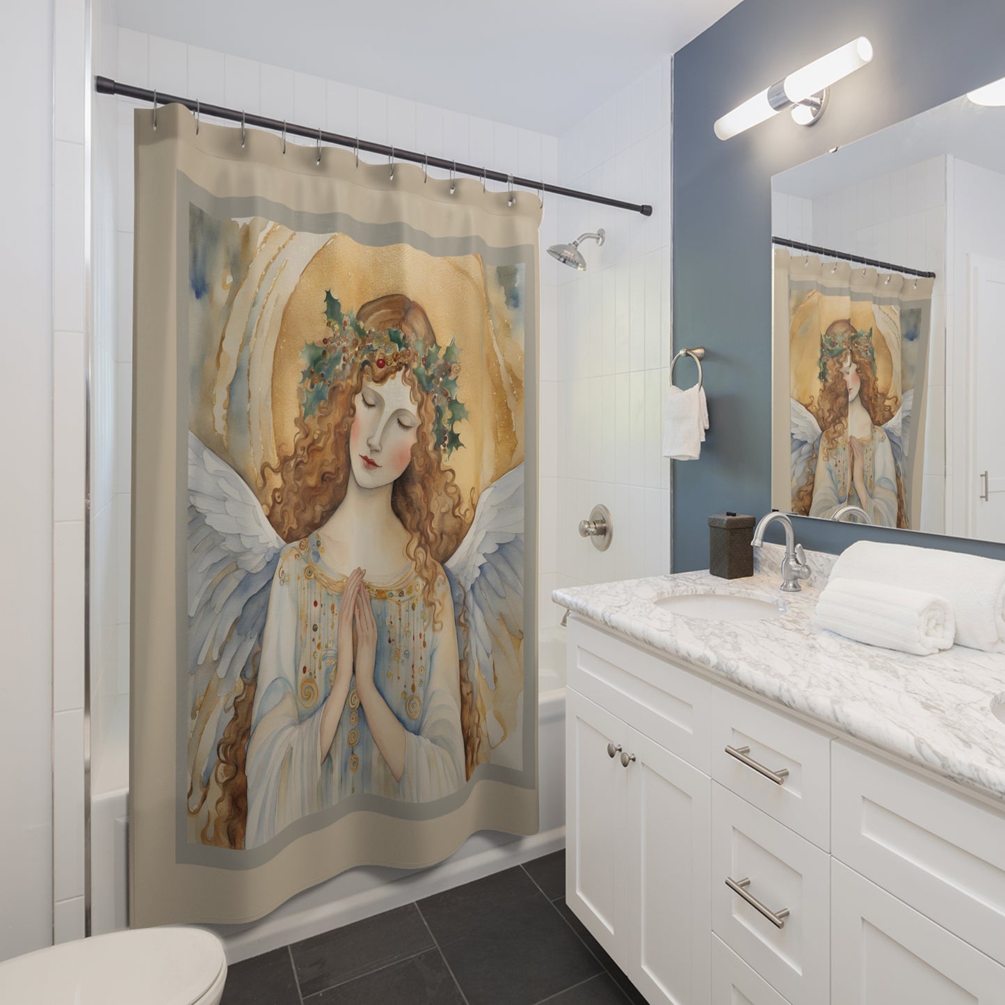 Guardian Angel Polyester Shower Curtain