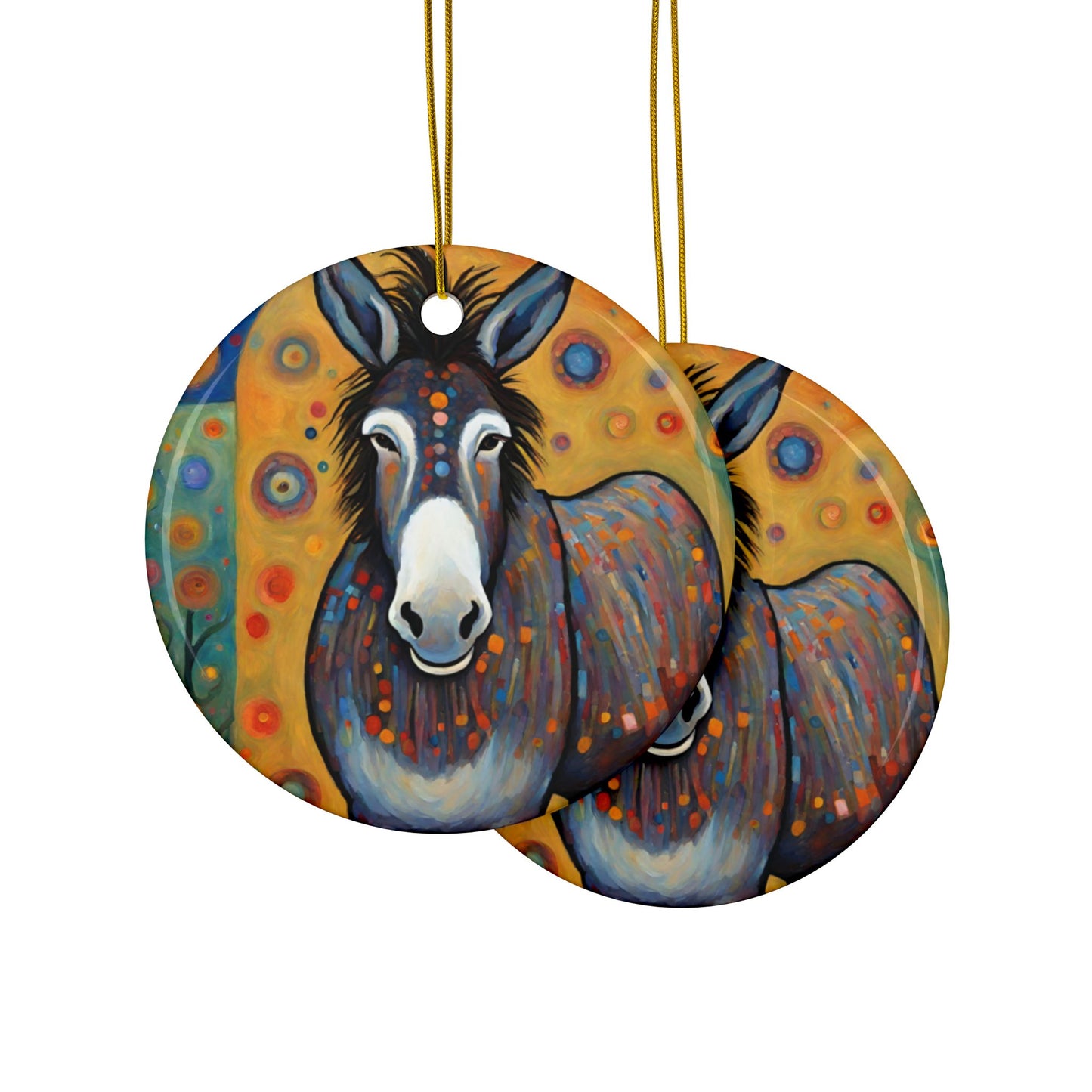 Cute Donkey 3" Ceramic Ornaments, 2-Side Print, (1pc, 10pcs)