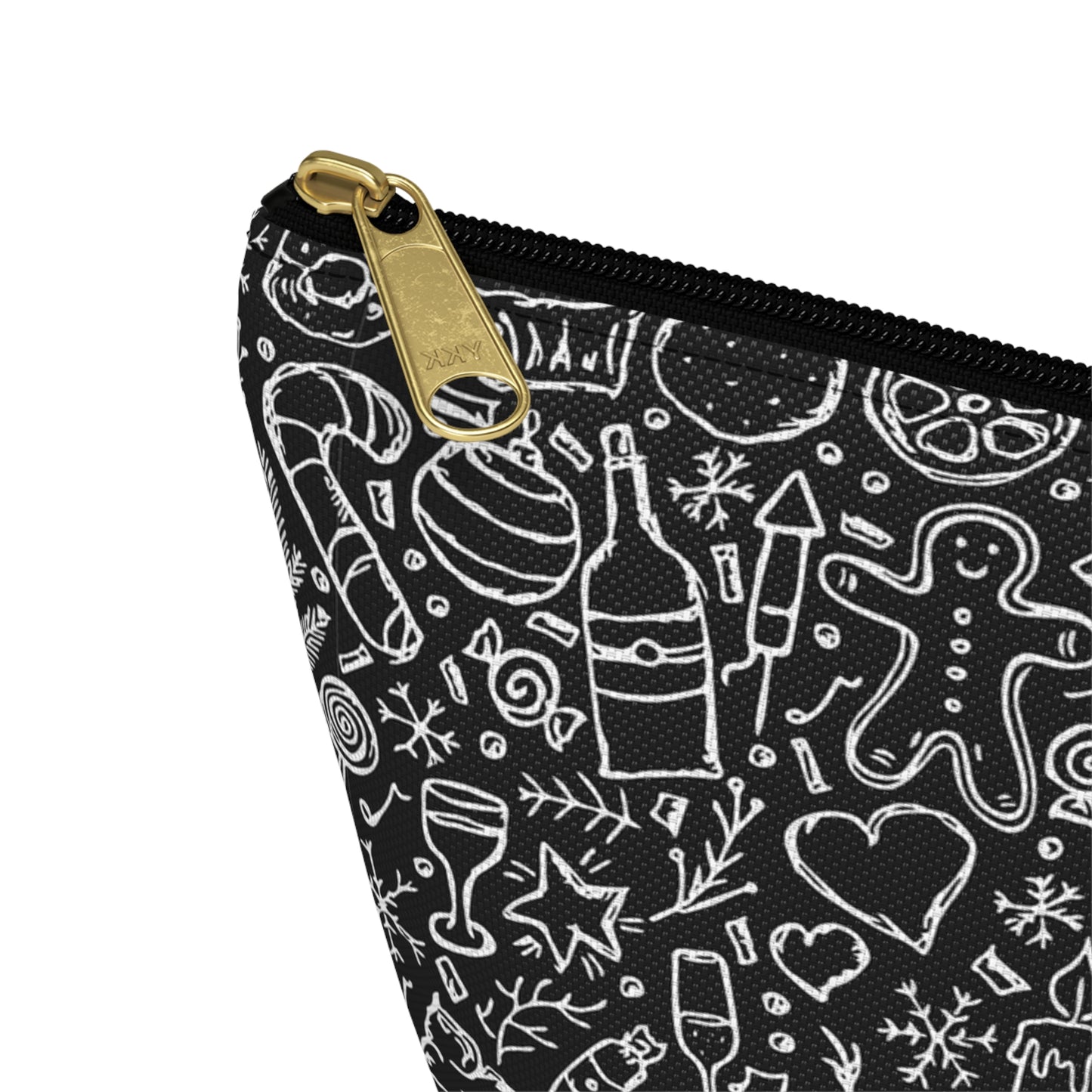 Christmas Holiday Icons in Black & White Accessory Pouch w T-bottom