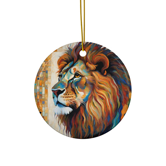 Lion 3" Ceramic Ornaments, 2-Side Print, (1pc, 10pcs)