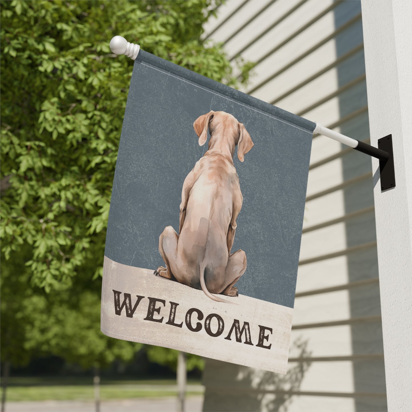 Weimaraner Welcome 2-Sided Garden & House Flag/Banner