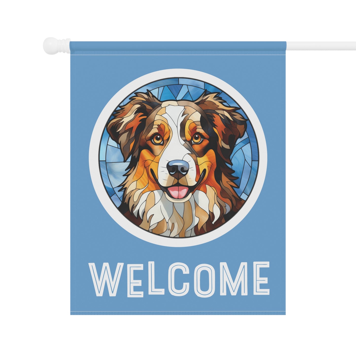 Miniature American Shepherd Welcome 2-Sided Garden & House Flag/Banner