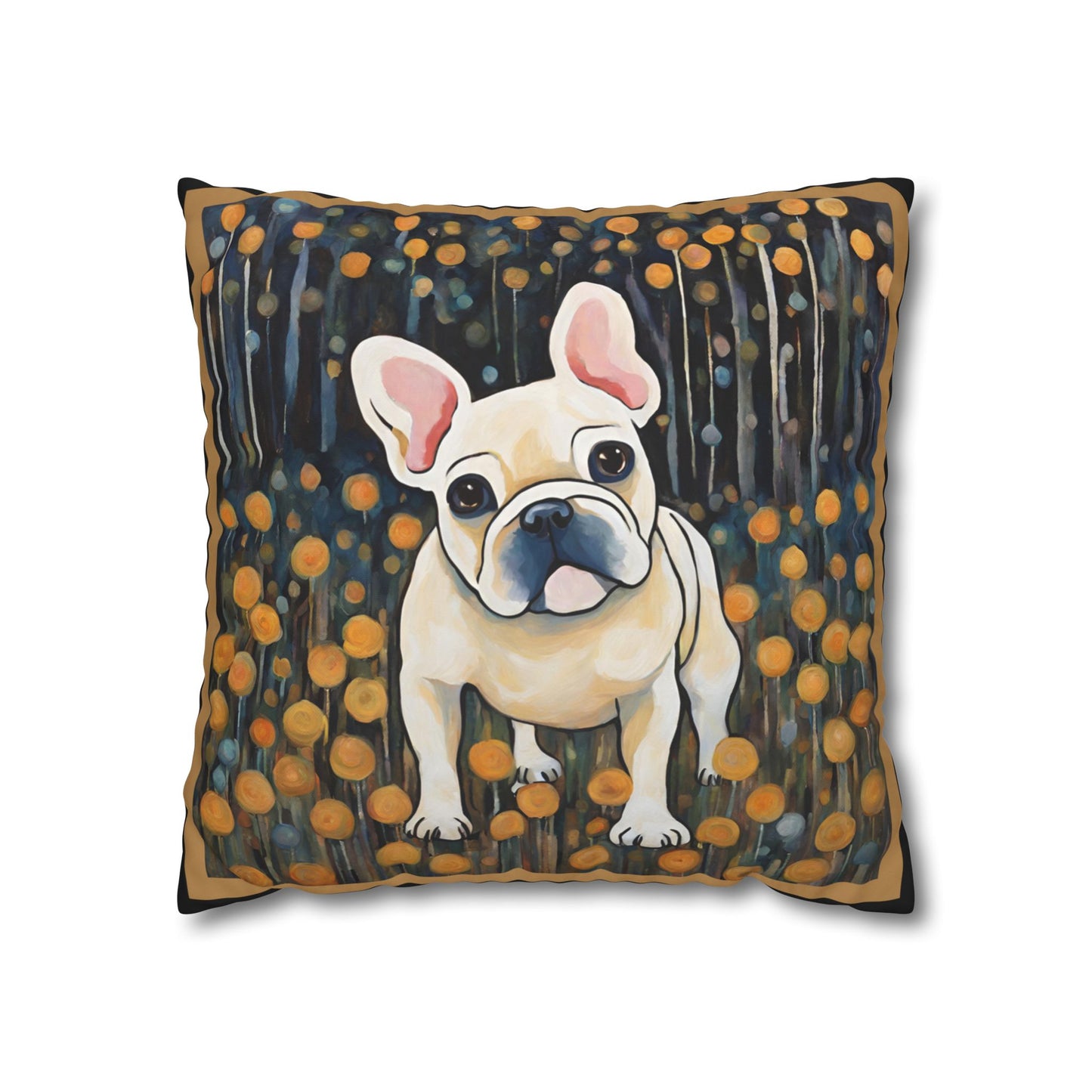 Have a Seat Frenchie Square Poly Canvas Pillowcase