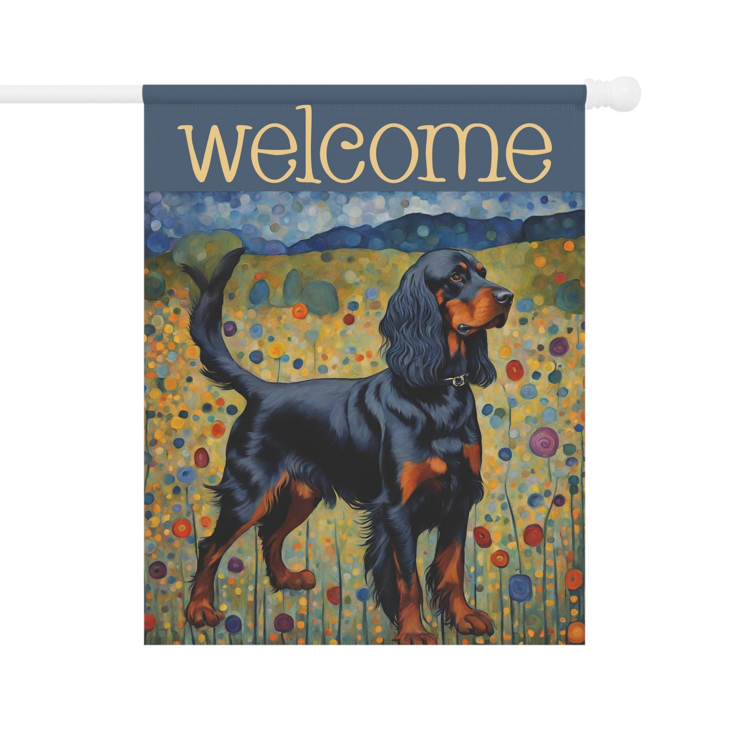 Gordon Setter Welcome 2-Sided Garden & House Flag/Banner