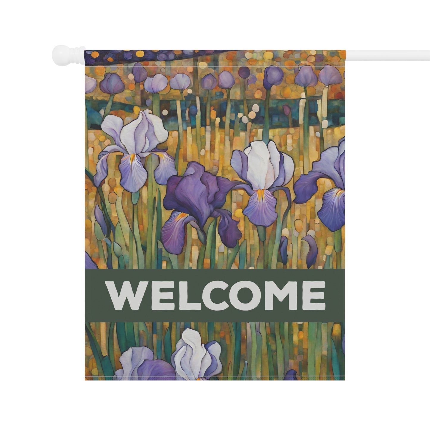 Iris Dreams Welcome 2-Sided Garden & House Flag/Banner