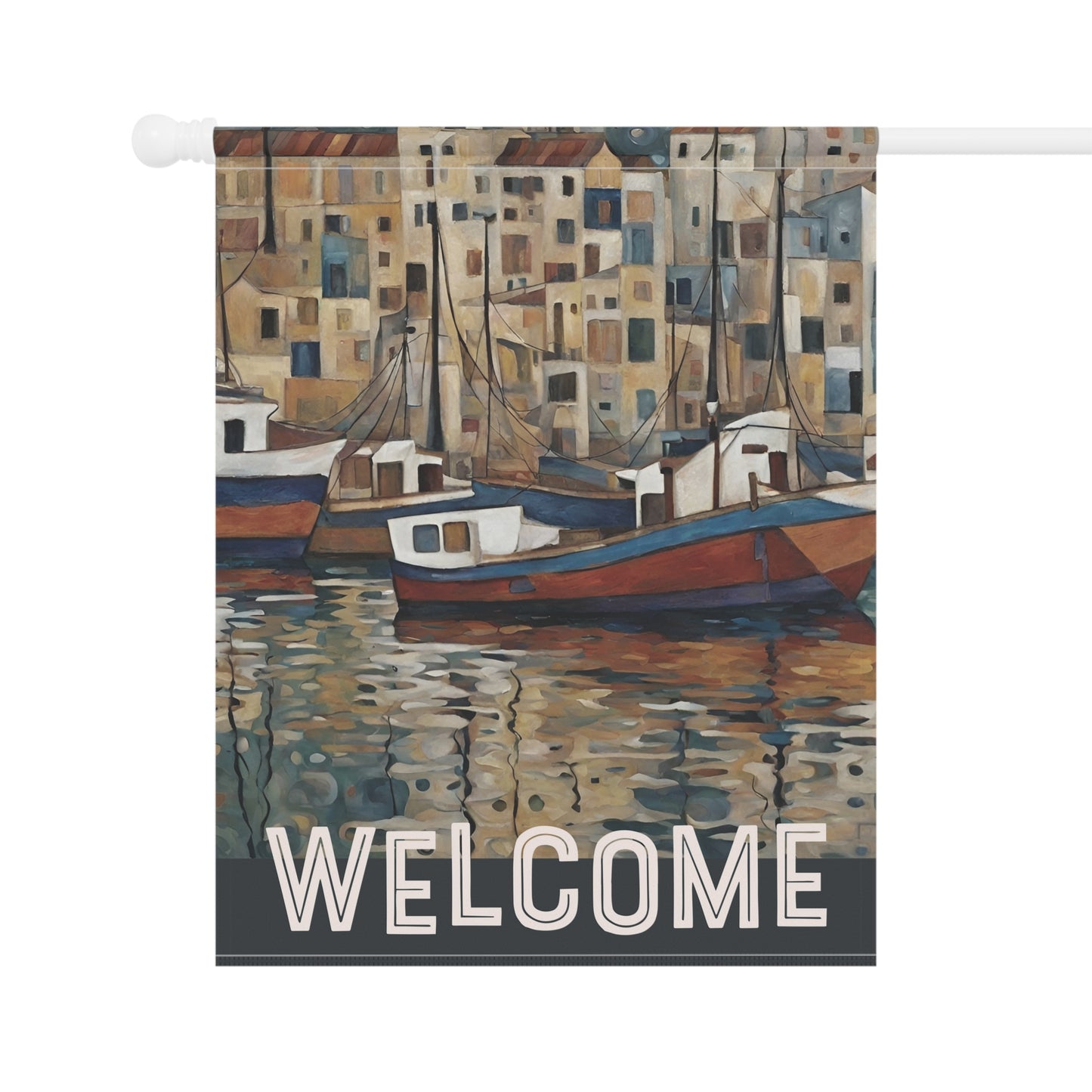 Boat Town Welcome 2-Sided Garden & House Flag/Banner