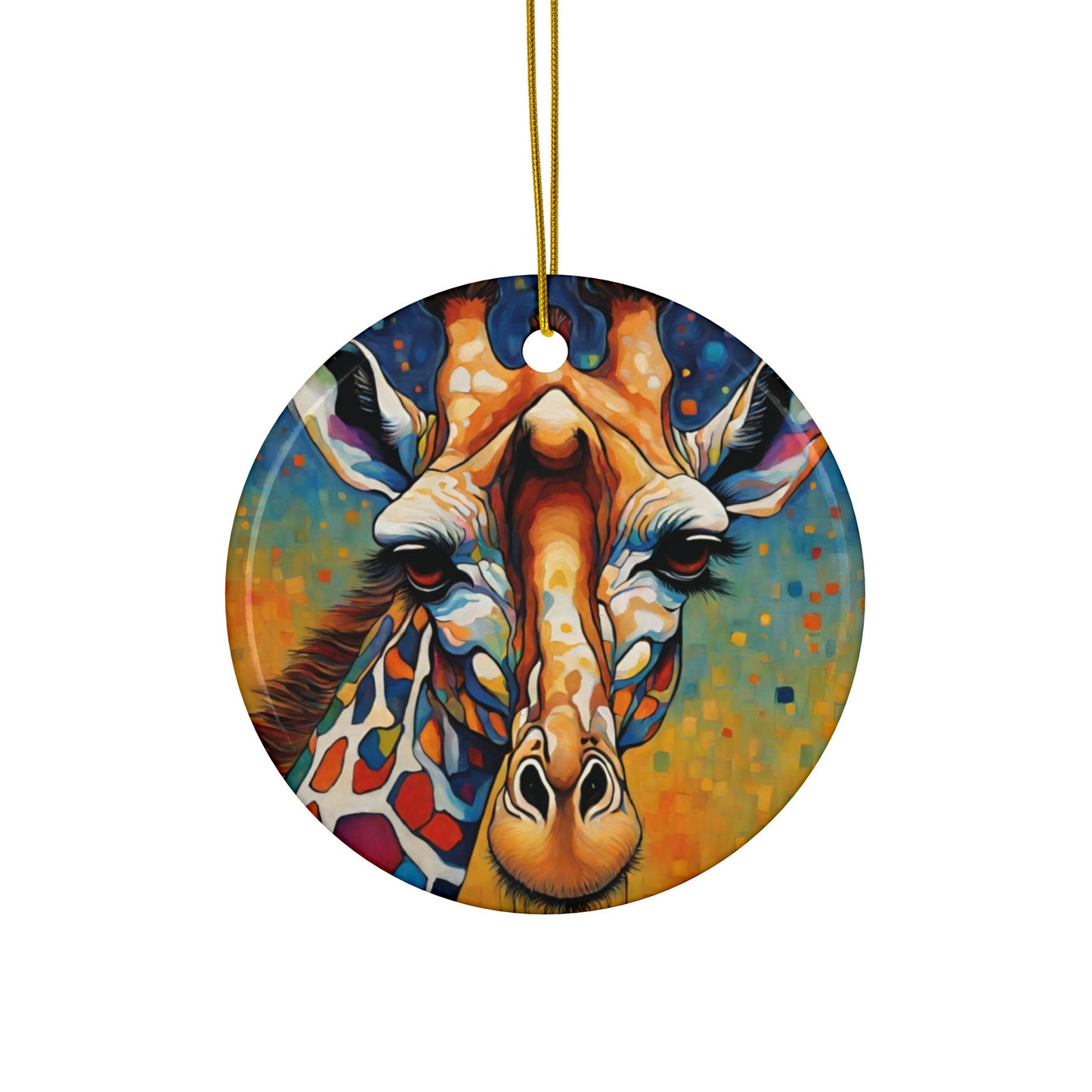 Colorful Giraffe 3" Ceramic Ornaments, 2-Side Print, (1pc, 10pcs)