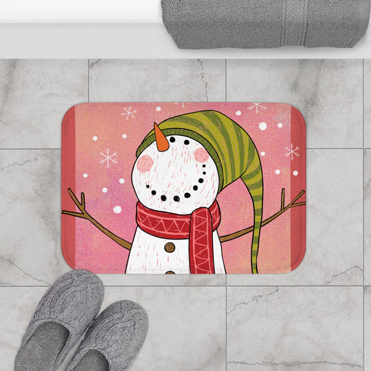 Happy Snowman Microfiber Bath Mat