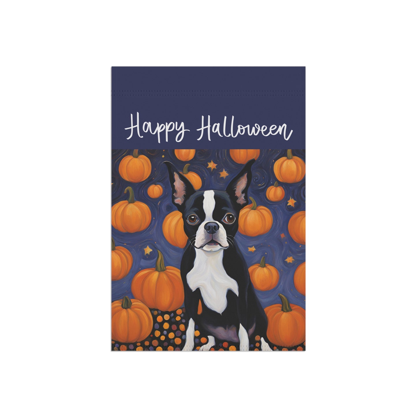 Boston Terrier Happy Halloween 2-Sided Garden & House Flag/Banner