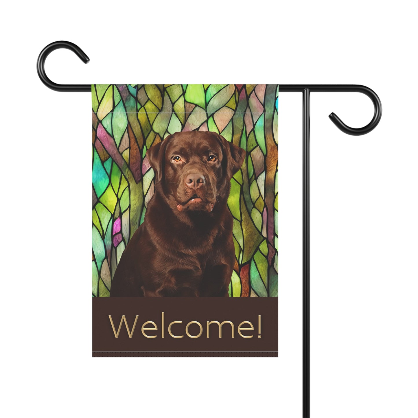 Chocolate Labrador Welcome 2-Sided Garden & House Flag/Banner