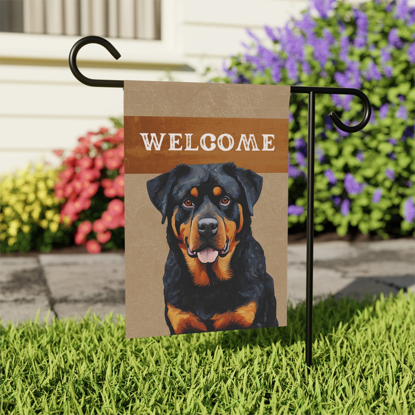 Rottweiler Welcome 2-Sided Garden & House Flag/Banner