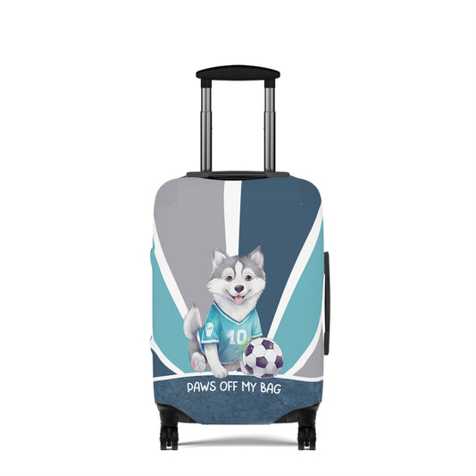 Husky with Soccer Ball Paws Off My Bag Luggage Cover