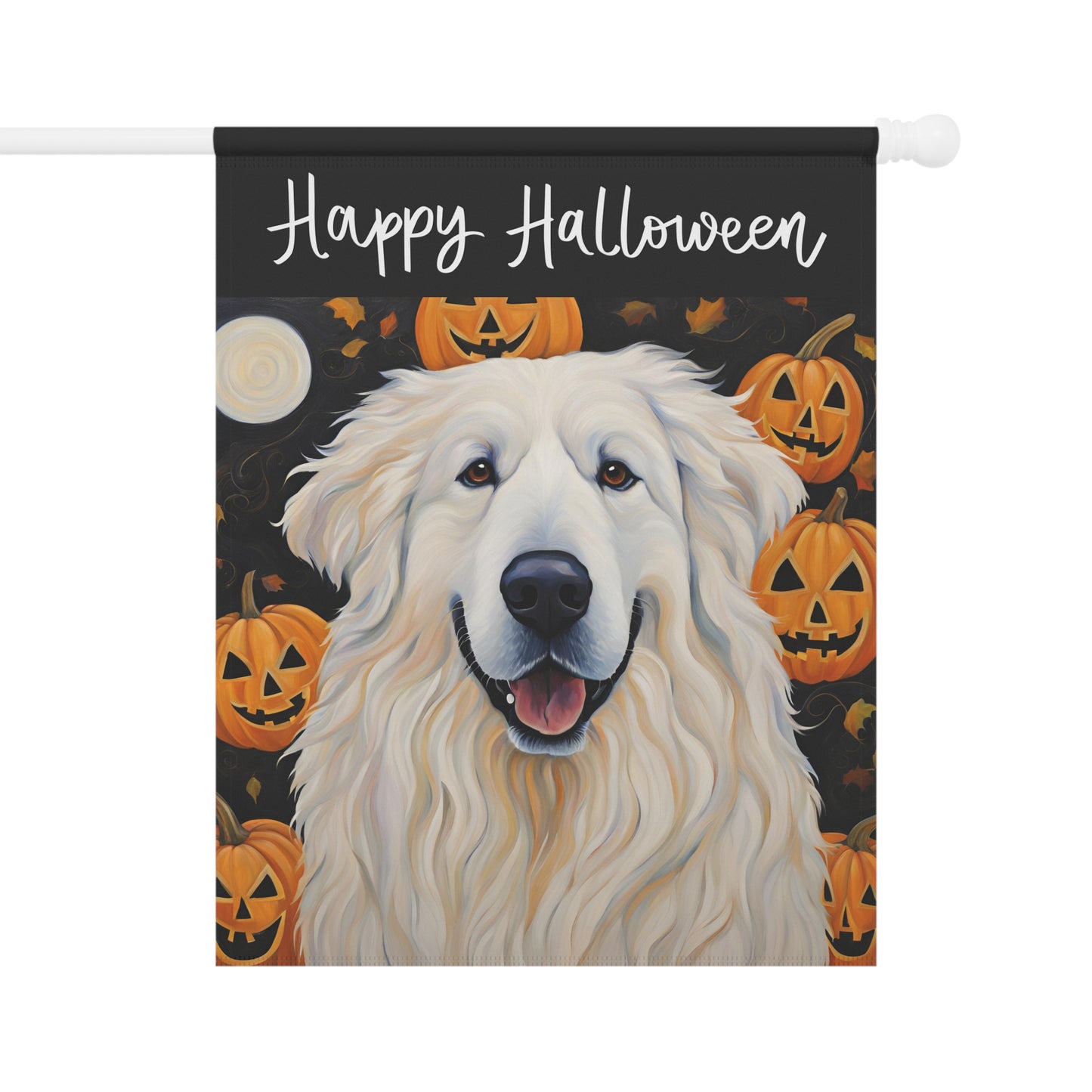 Great Pyrenees Happy Halloween 2-Sided Garden & House Flag/Banner