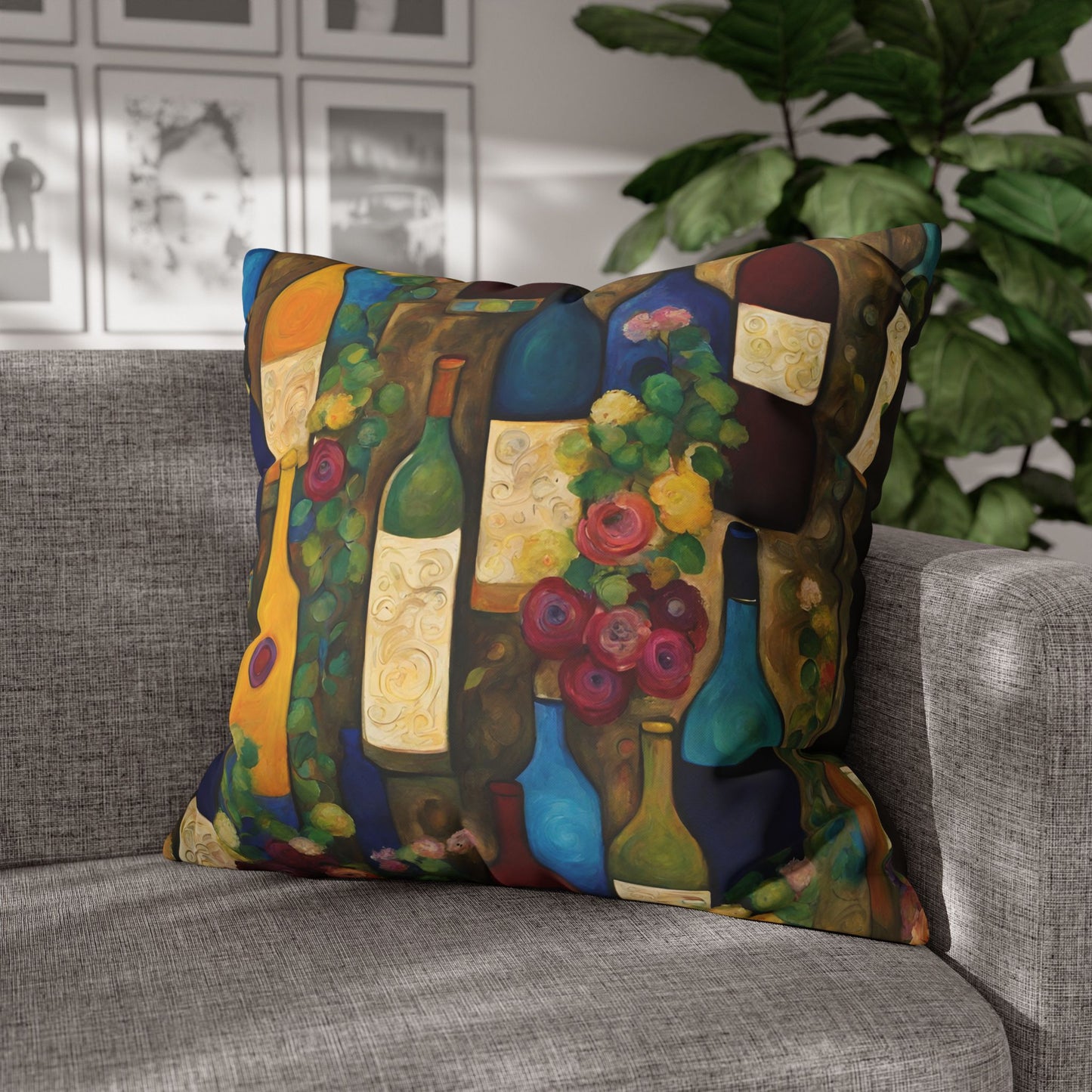 Wine Garden Square Poly Canvas Pillowcase