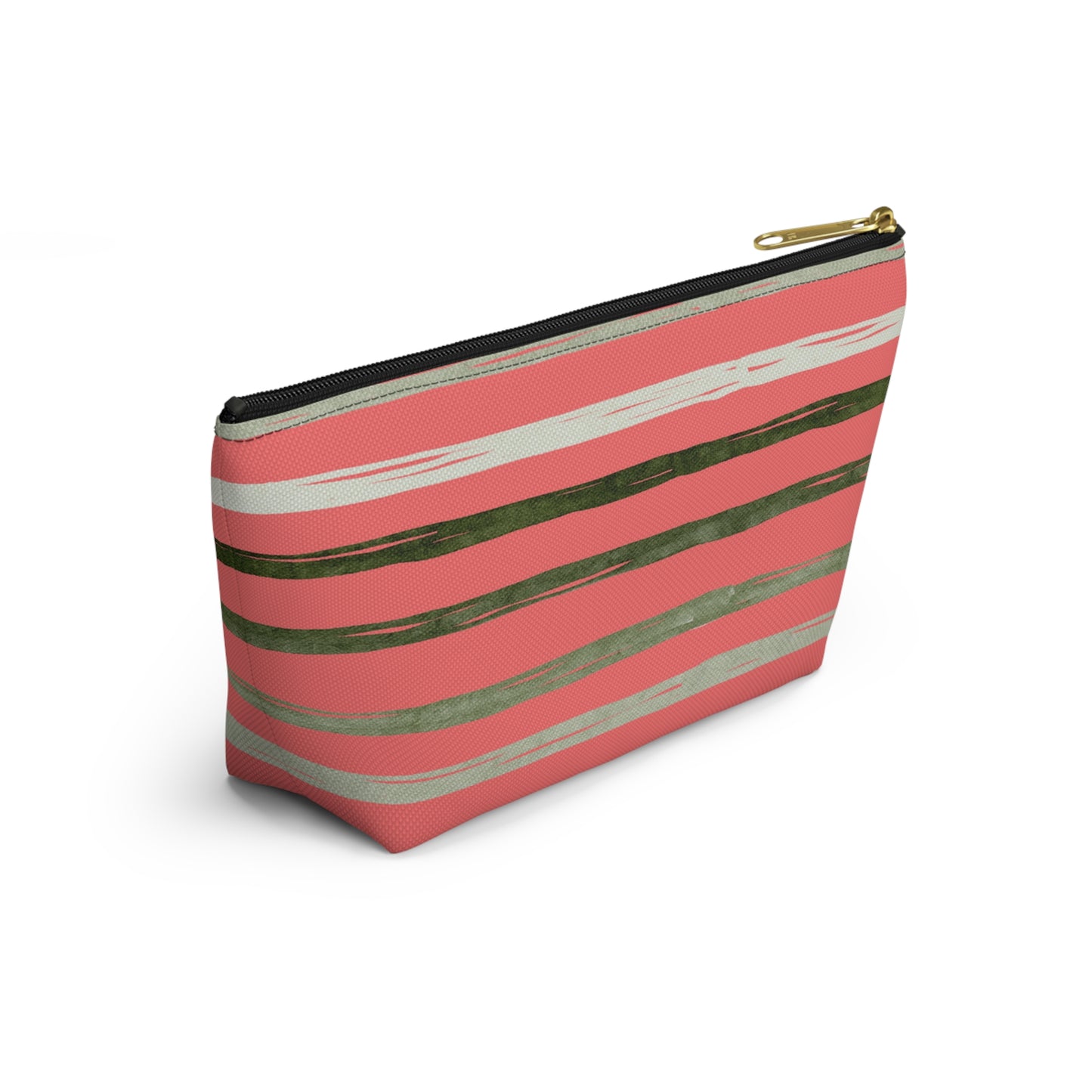 Utah Green stripes on Melon fashion makeup Accessory Pouch w T-bottom