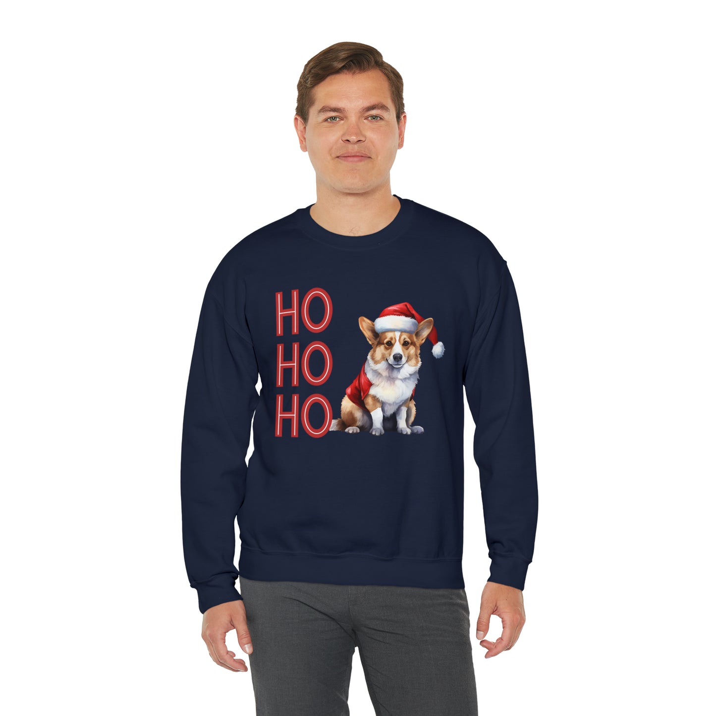 Corgi in Santa Hat Ho Ho Ho Unisex Heavy Blend™ Crewneck Sweatshirt