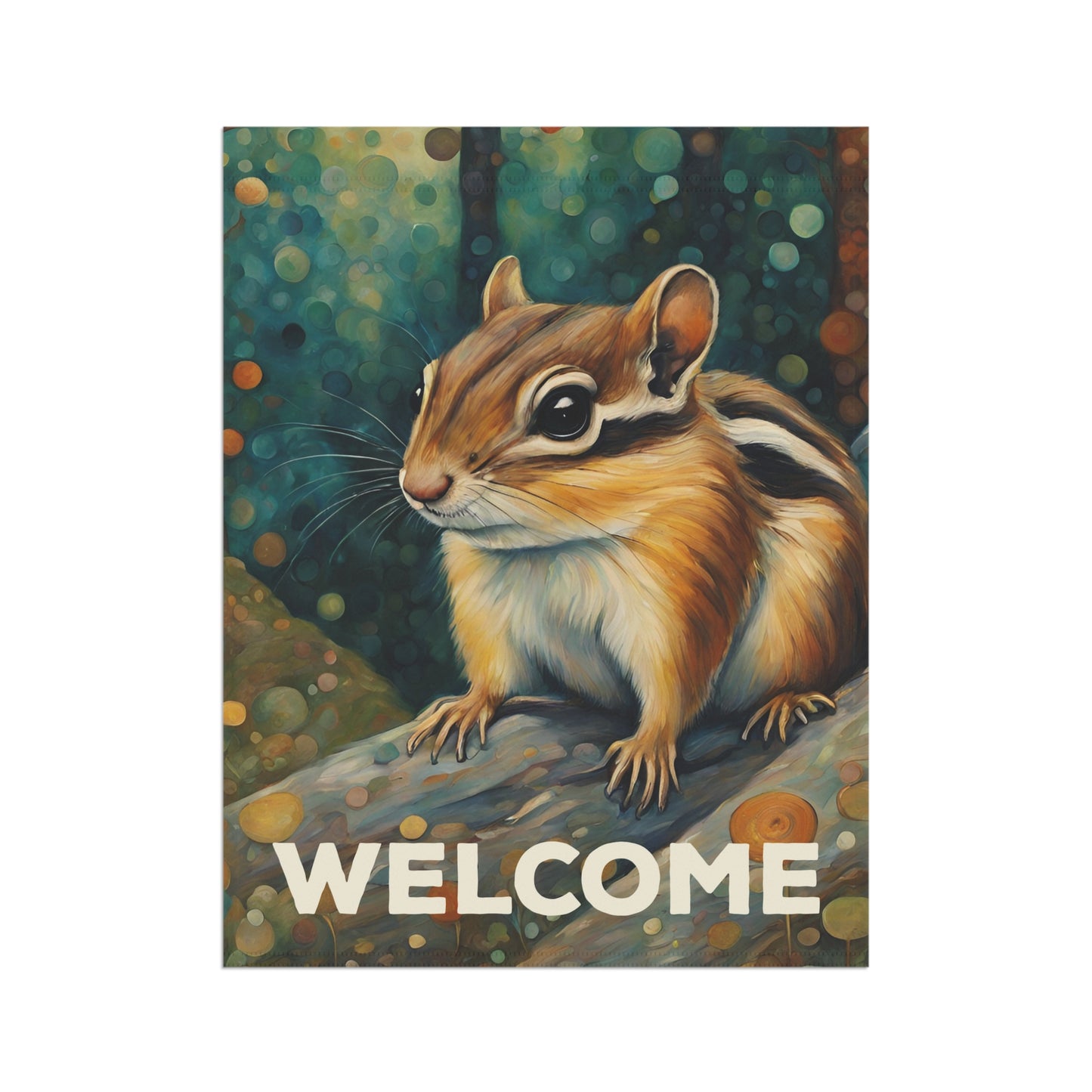 Mountain Forest Chipmunk Welcome 2-Sided Garden & House Flag/Banner