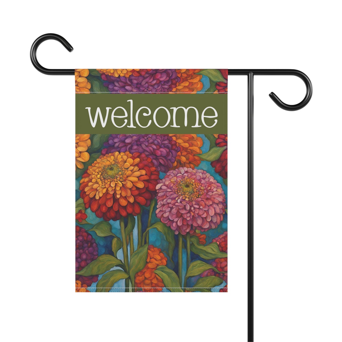 Zinnias Welcome 2-Sided Garden & House Flag/Banner