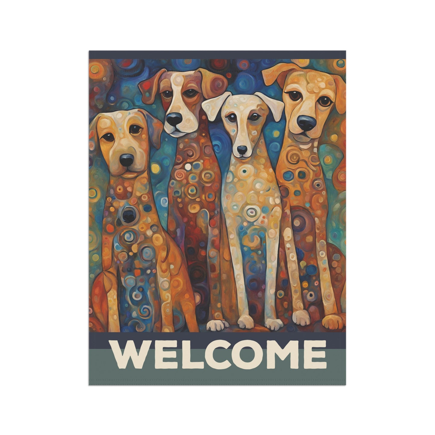Canine Quartet Welcome 2-Sided Garden & House Flag/Banner