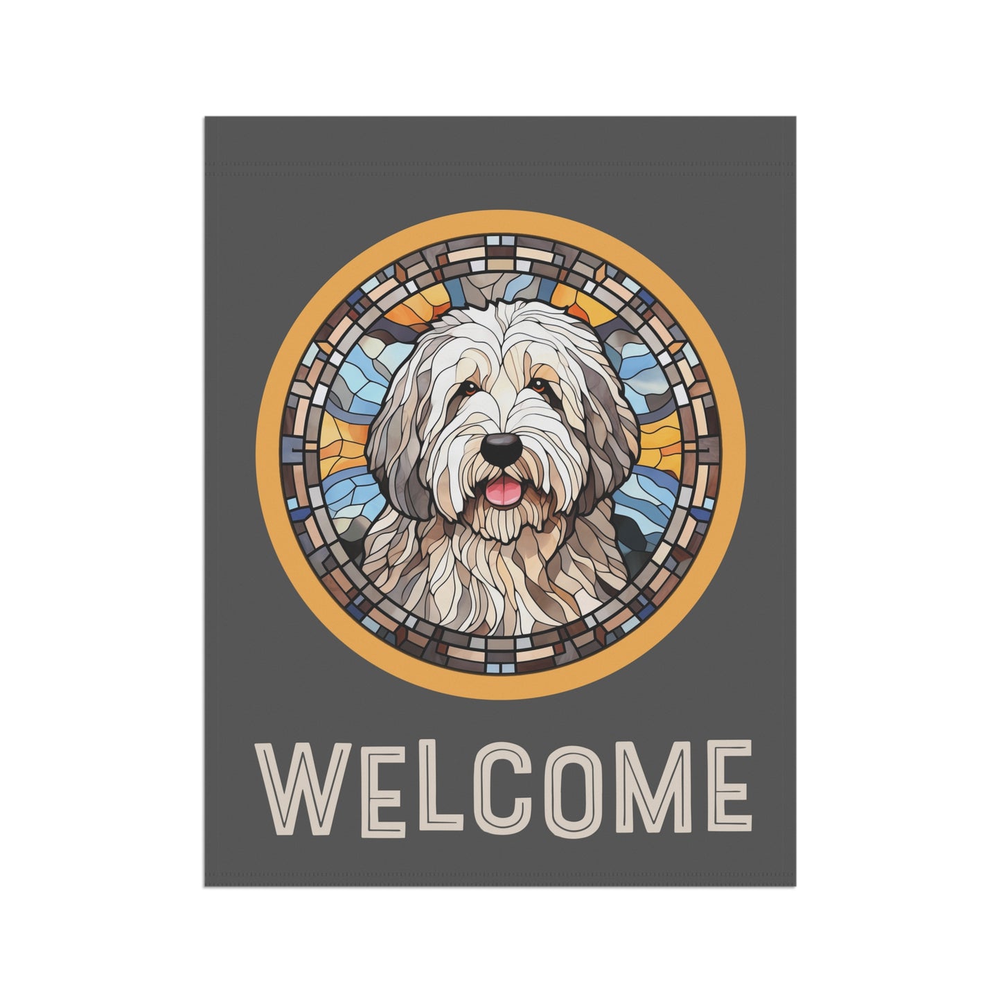 Old English Sheepdog Welcome 2-Sided Garden & House Flag/Banner