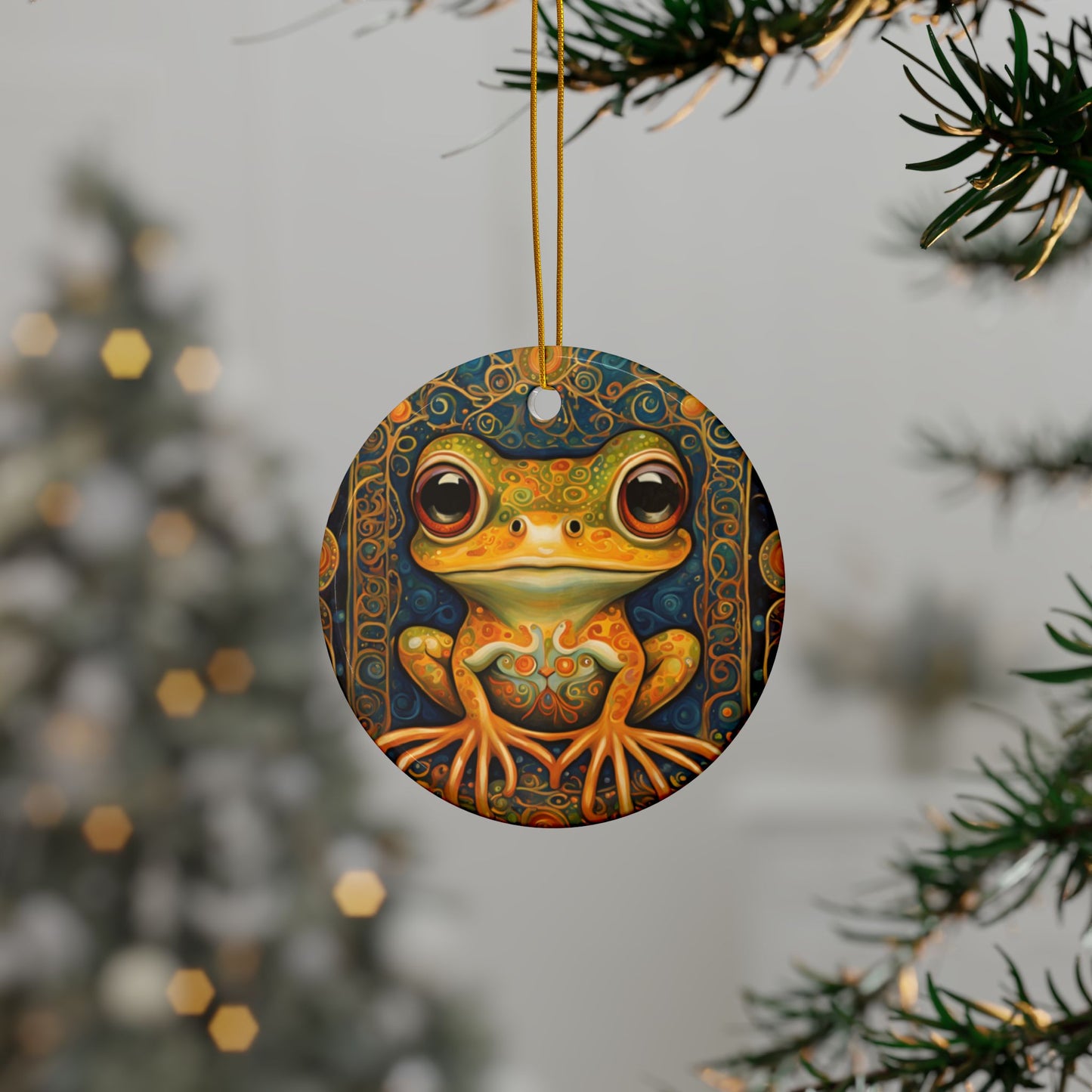 Frog 3" Ceramic Ornaments, 2-Side Print, (1pc, 10pcs)