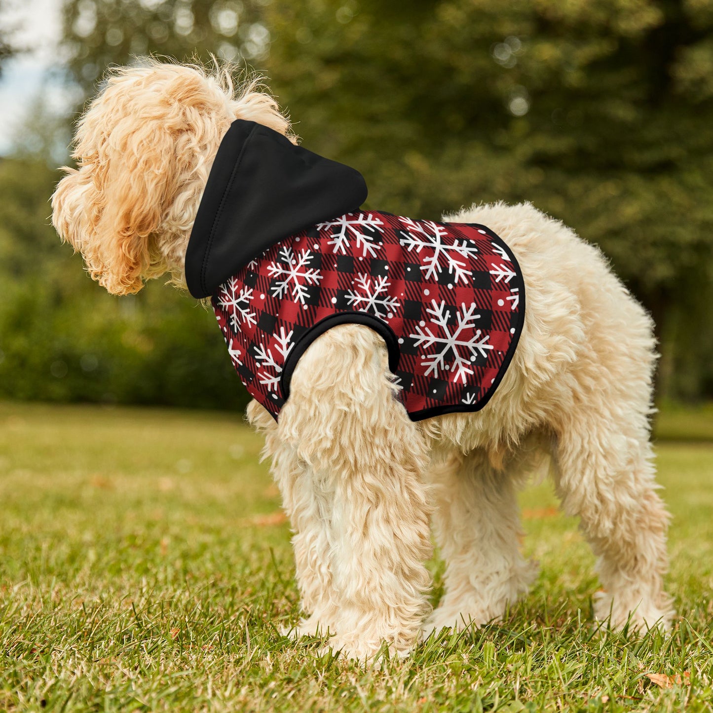 Buffalo Plaid & Snowflakes Pet Hoodie