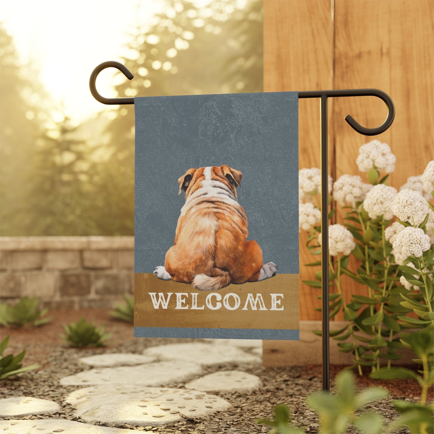English Bulldog Welcome 2-Sided Garden & House Flag/Banner