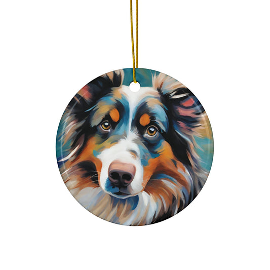 Australian Shepherd 3" Ceramic Ornaments, 2-Side Print, (1pc, 10pcs)