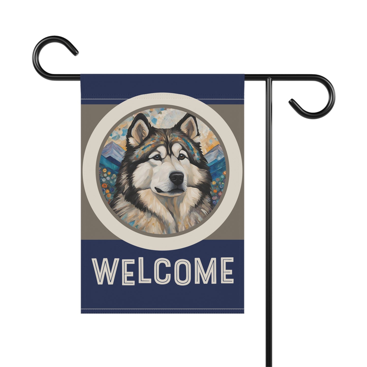 Alaskan Malamute Welcome 2-Sided Garden & House Flag/Banner