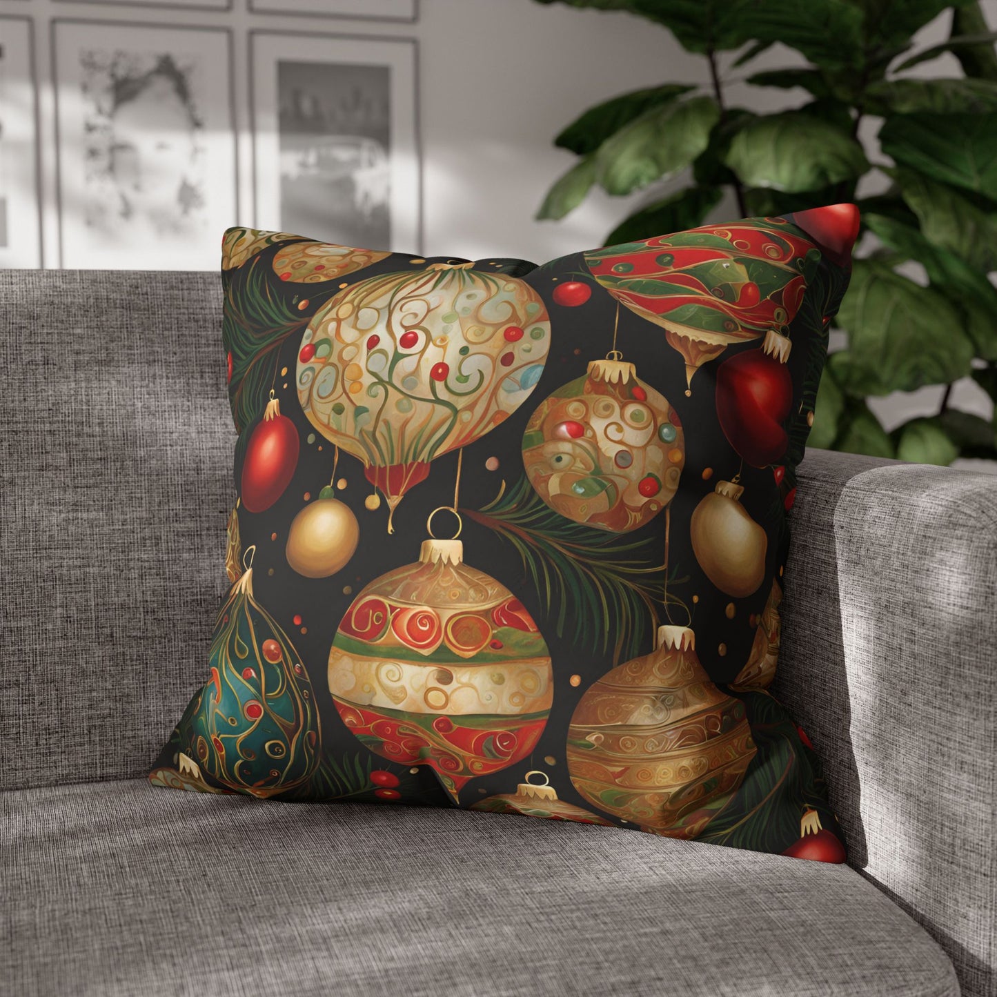 Decorate the Tree Square Poly Canvas Pillowcase