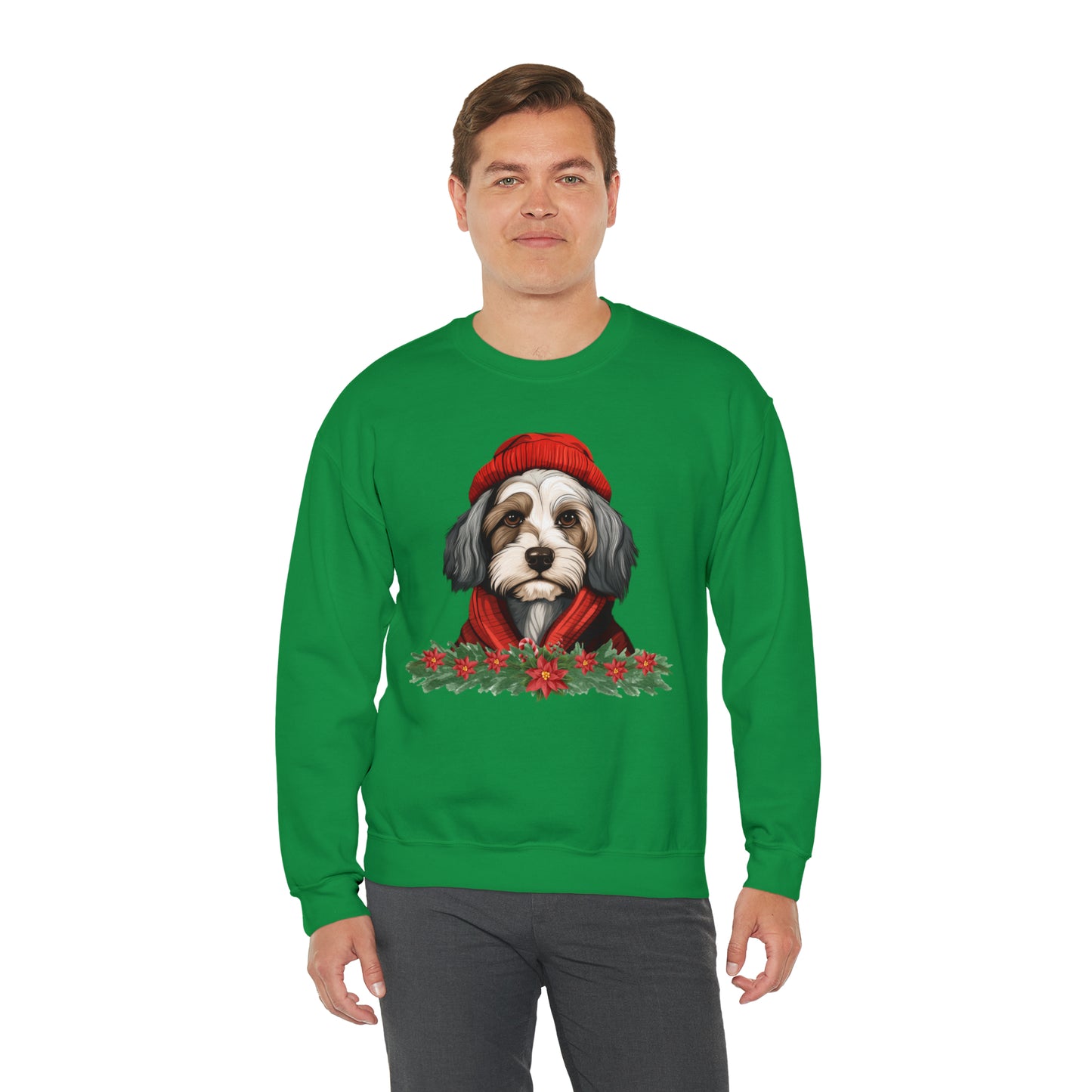 Havanese in Hat & Scarf Christmas Unisex Heavy Blend™ Crewneck Sweatshirt