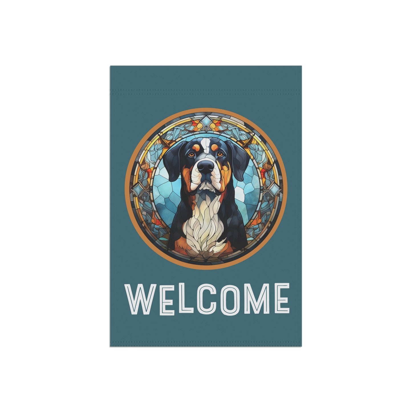 Greater Swiss Mountain Dog Welcome 2-Sided Garden & House Flag/Banner