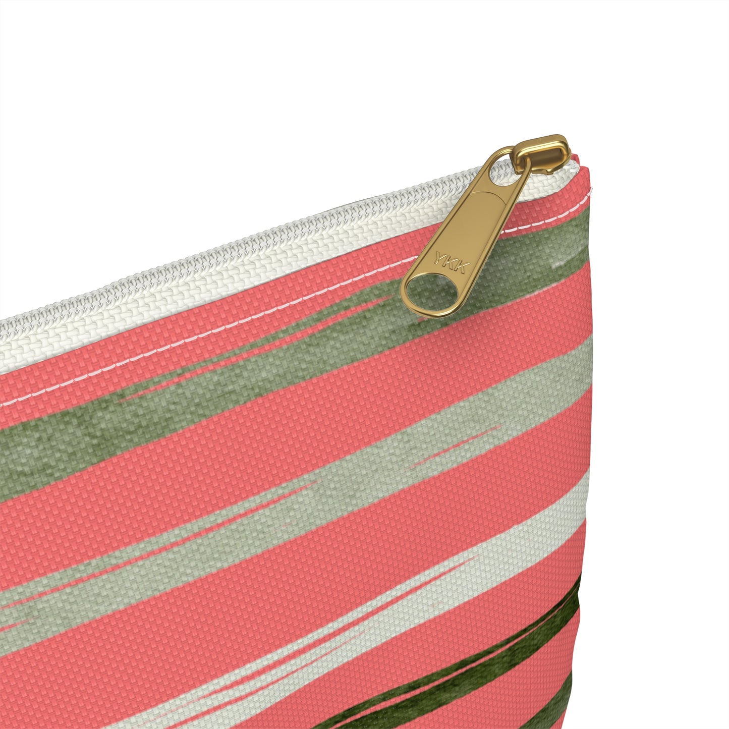 Utah Green Stripes on Melon  flat zipper Accessory Pouch